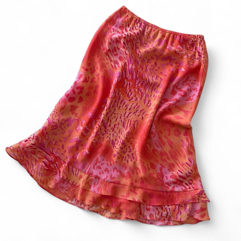 Vintage Y2K Leopard Animal Print Midi Skirt